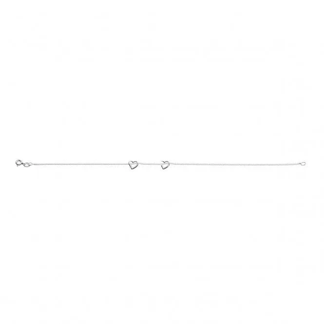 Beginnings Sterling Silver Slip On Heart 23cm Ankle Chain K157