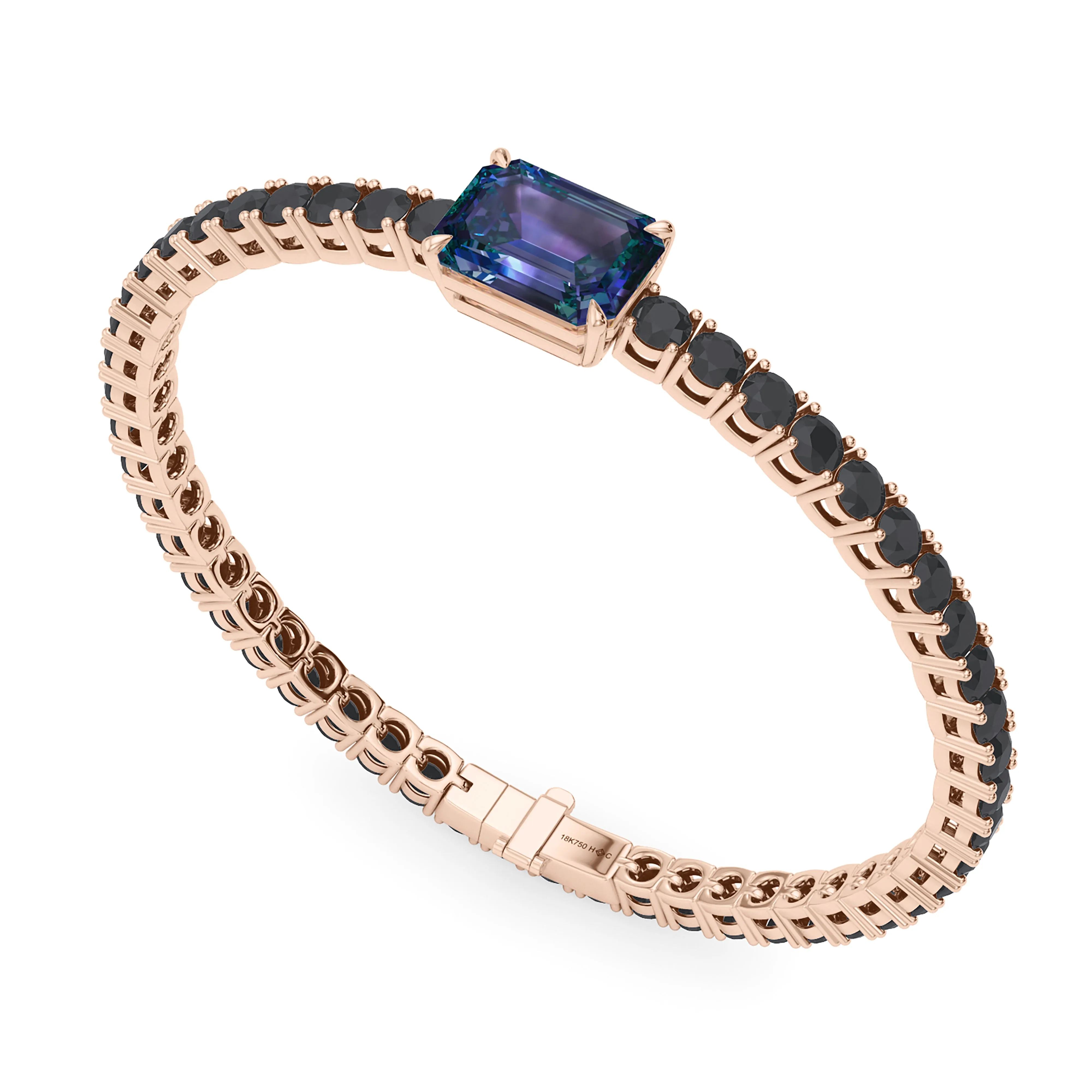 Black Diamond & Birthstone Tennis Bracelet