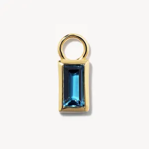 Blue Topaz Rectangle Charm in 10k Gold
