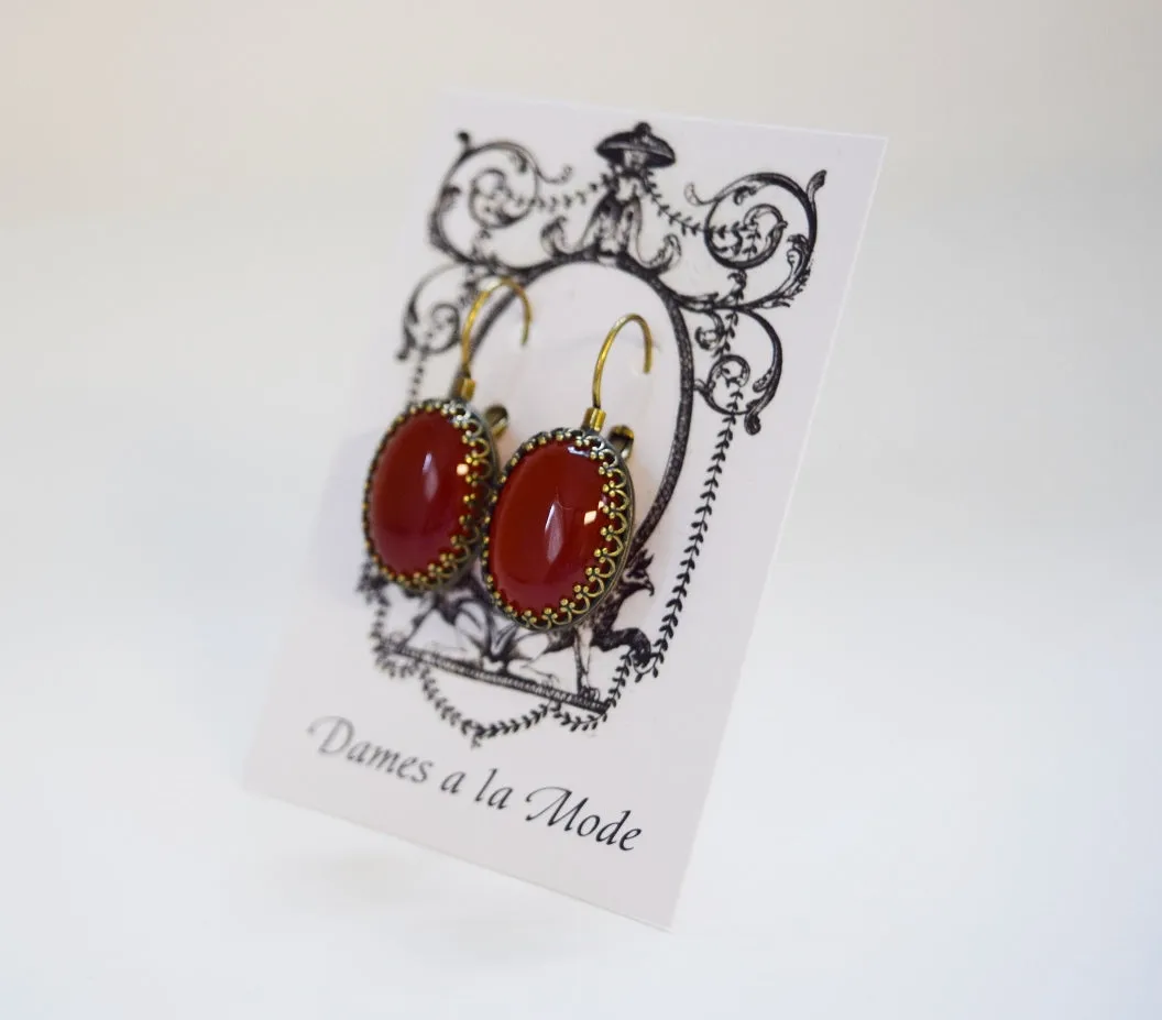 Carnelian Crown Earrings