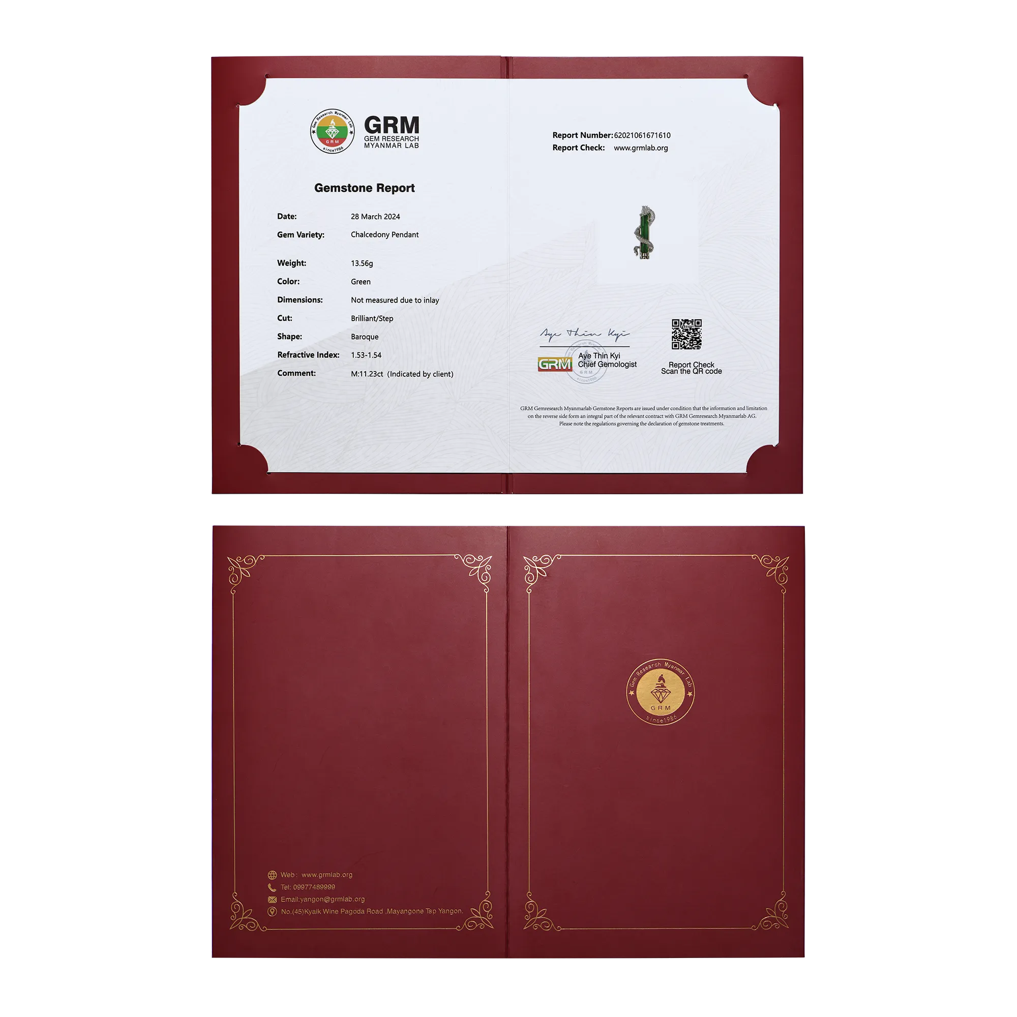 GRM Jade Gemstone Certificate