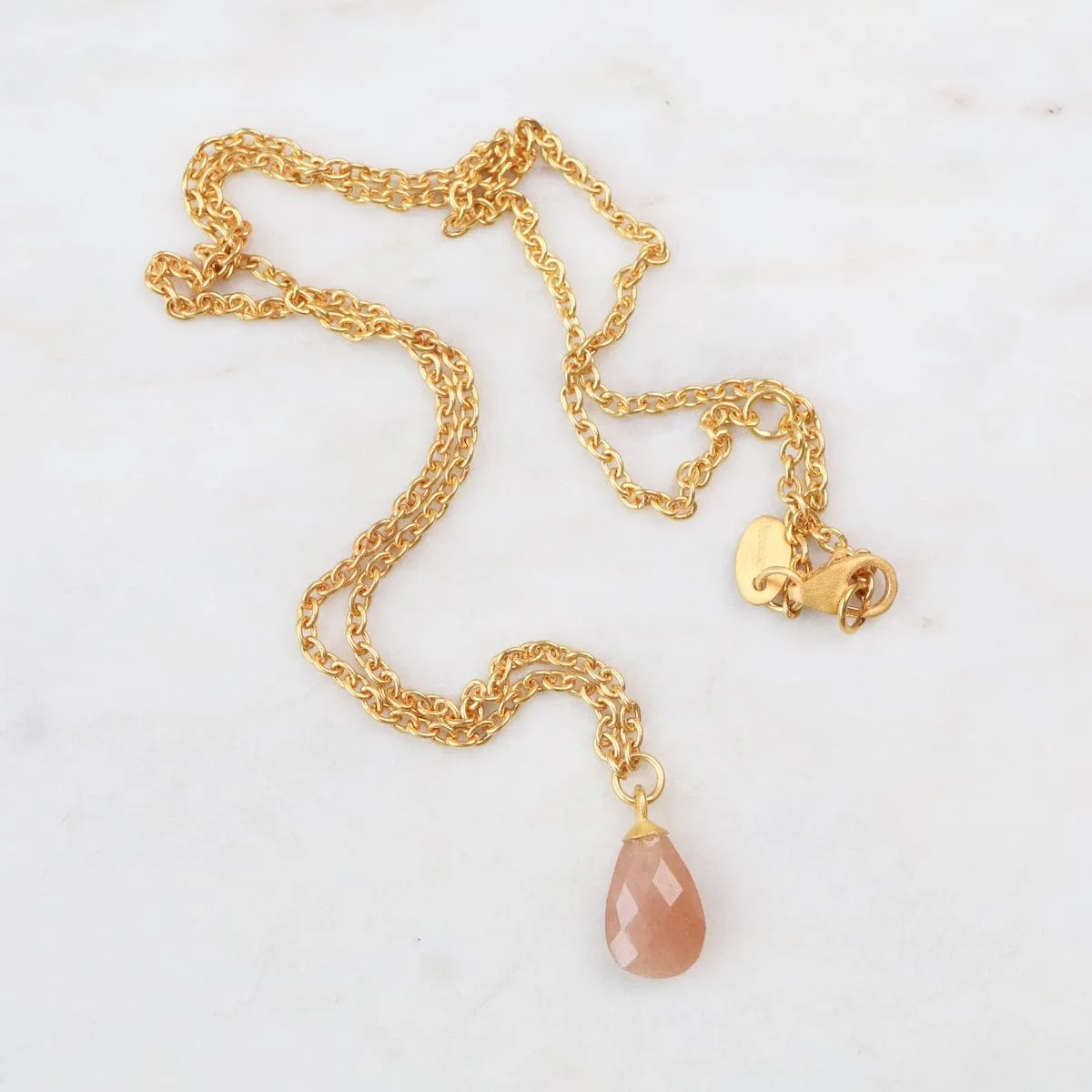Peach Moonstone Pendant Necklace